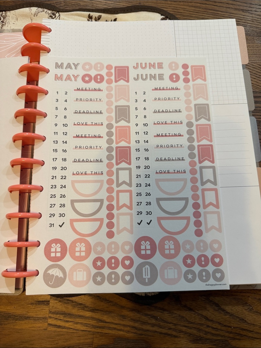 The Happy Planner Blush Pink & Gold Floral Monthly Planner - Picture 6 of 16